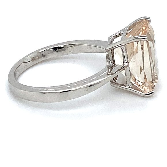 Imperial Topaz 6.18ct Solid 18K White Gold Ring - Picture 3 of 6
